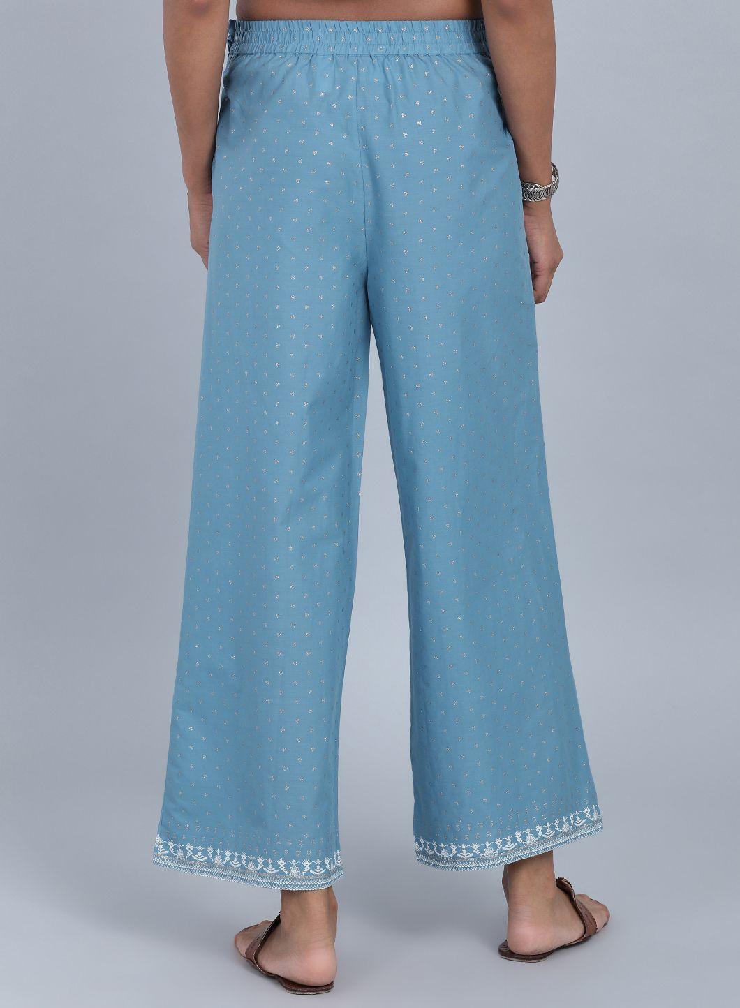 W for Woman Blue Printed Pants