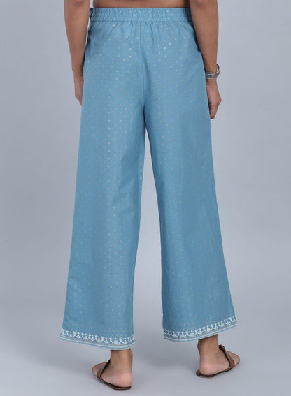 W for Woman Blue Printed Pants