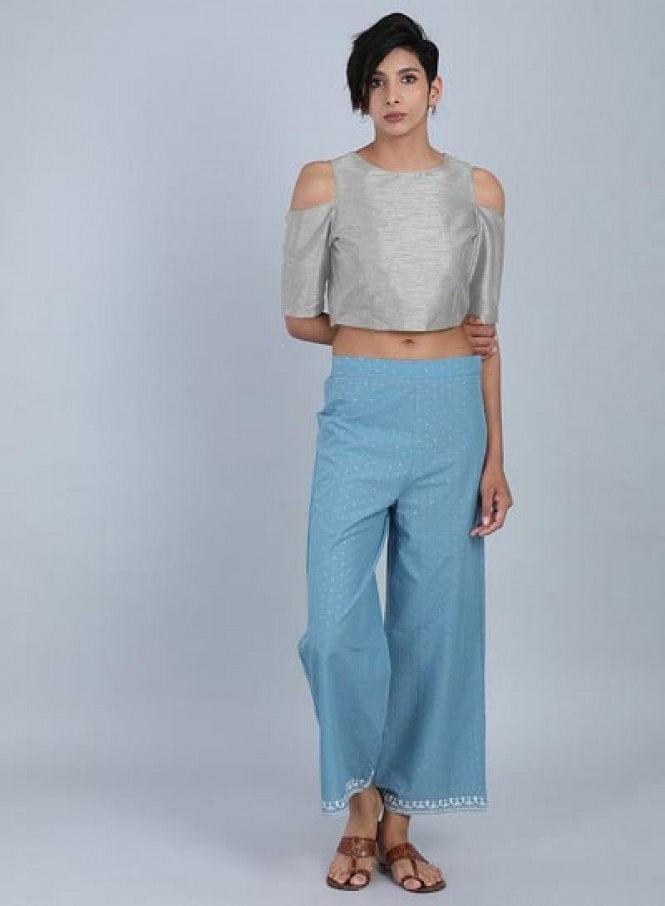 W for Woman Blue Printed Pants