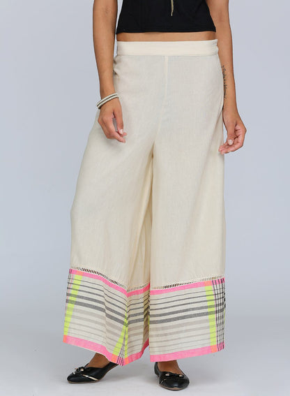 W for Woman Beige Solid Culottes
