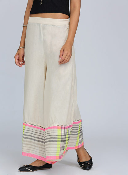 W for Woman Beige Solid Culottes