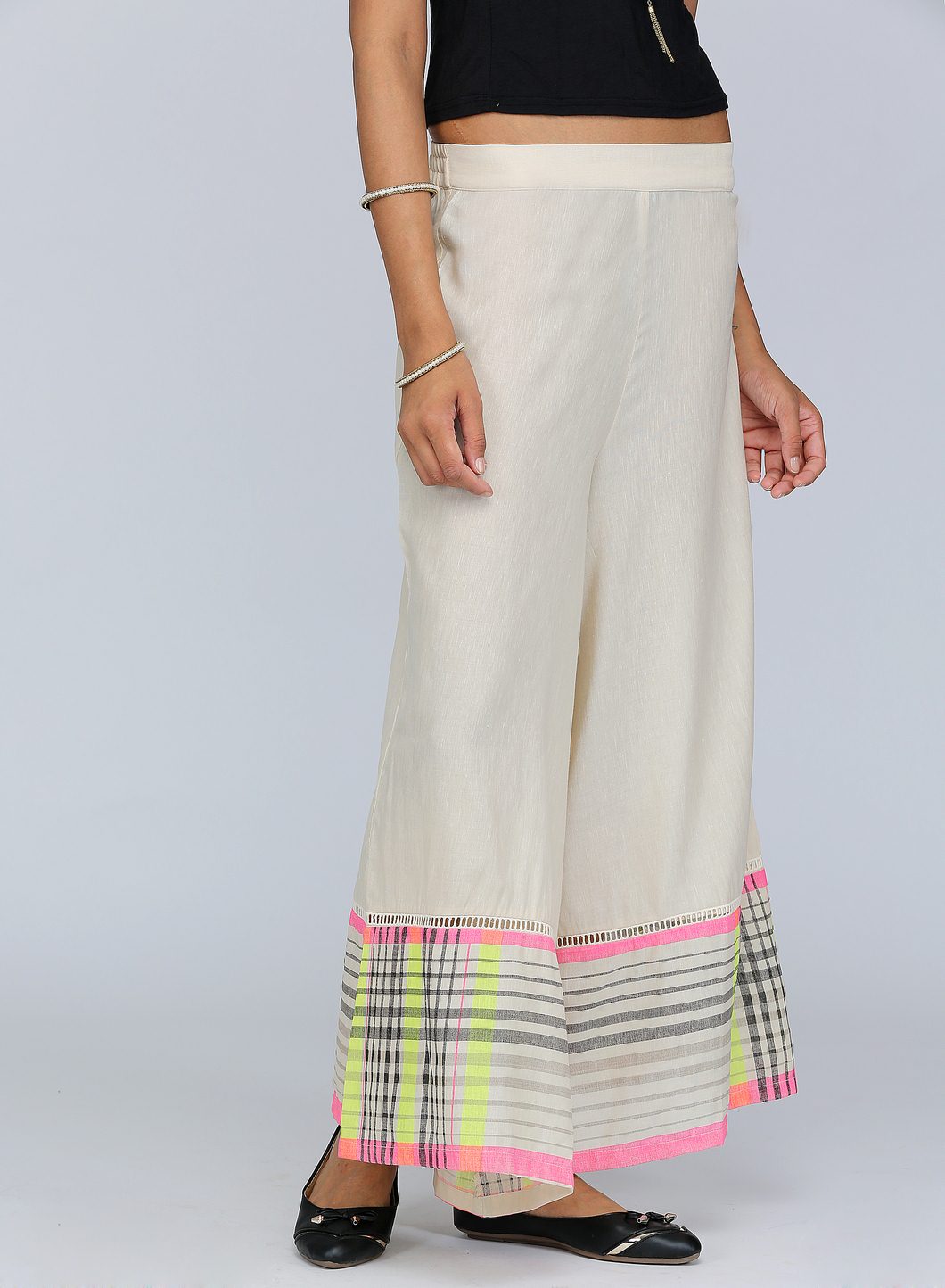 W for Woman Beige Solid Culottes