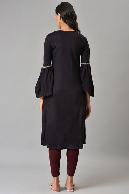 W for Woman Purple Round Neck Winter kurta