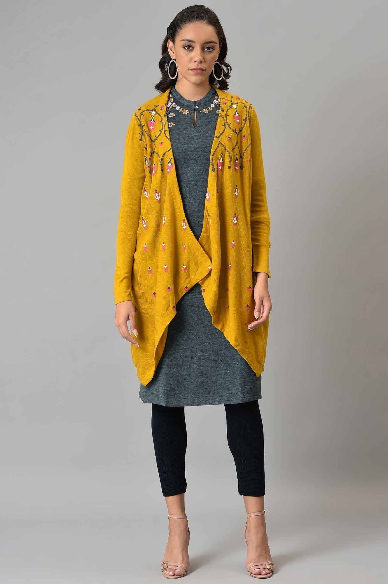 W for Woman Yellow Knitted Cardigan