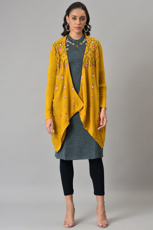 W for Woman Yellow Knitted Cardigan