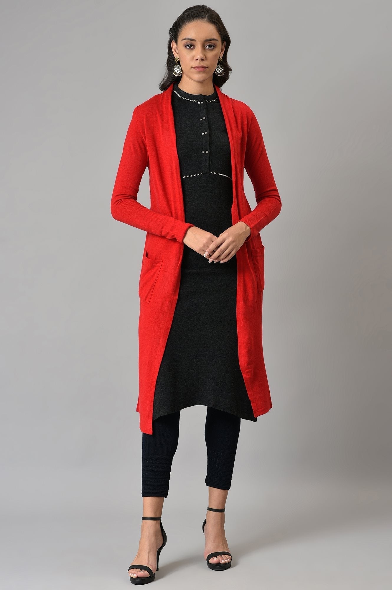 W for Woman Red Basic Cardigan