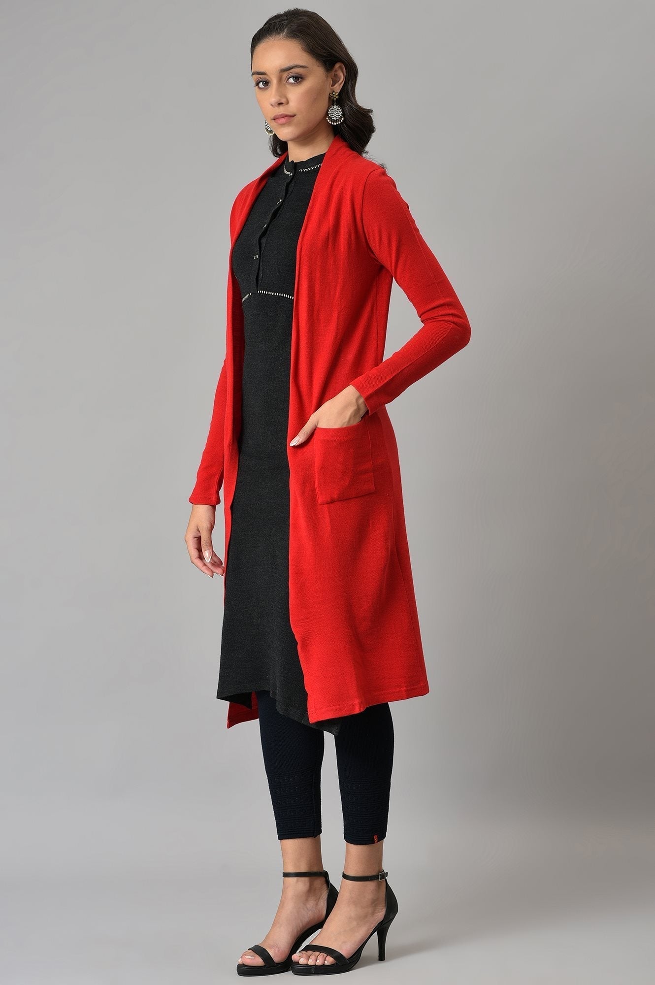 W for Woman Red Basic Cardigan