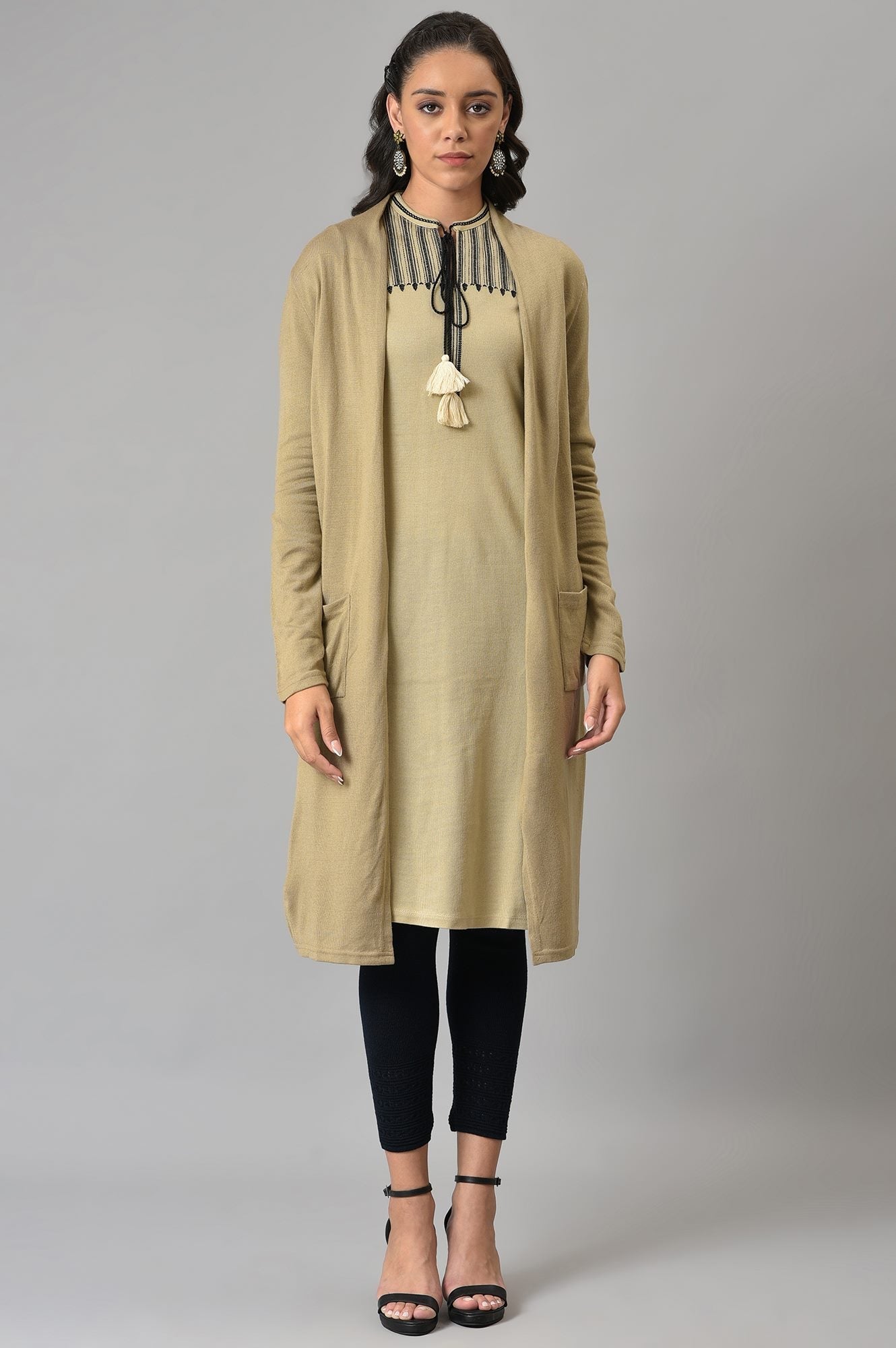 W for Woman Beige Basic Cardigan