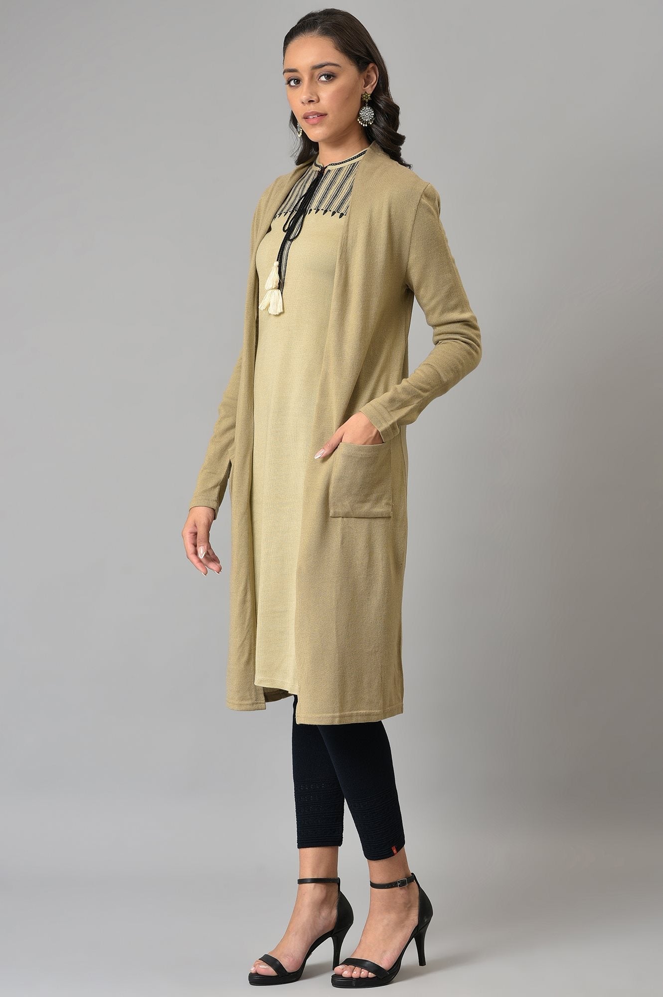 W for Woman Beige Basic Cardigan