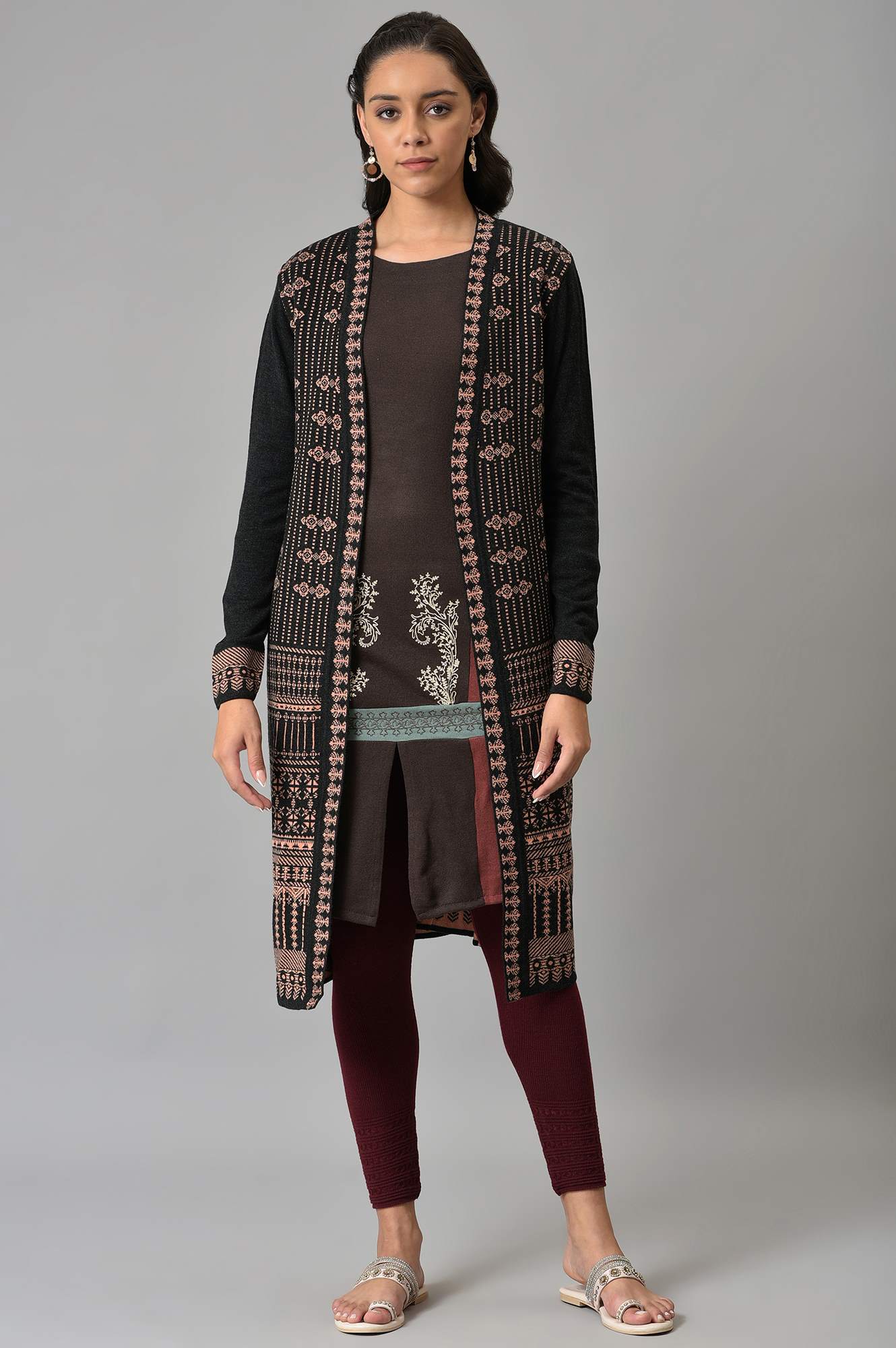 W for Woman Peach Knitted Cardigan