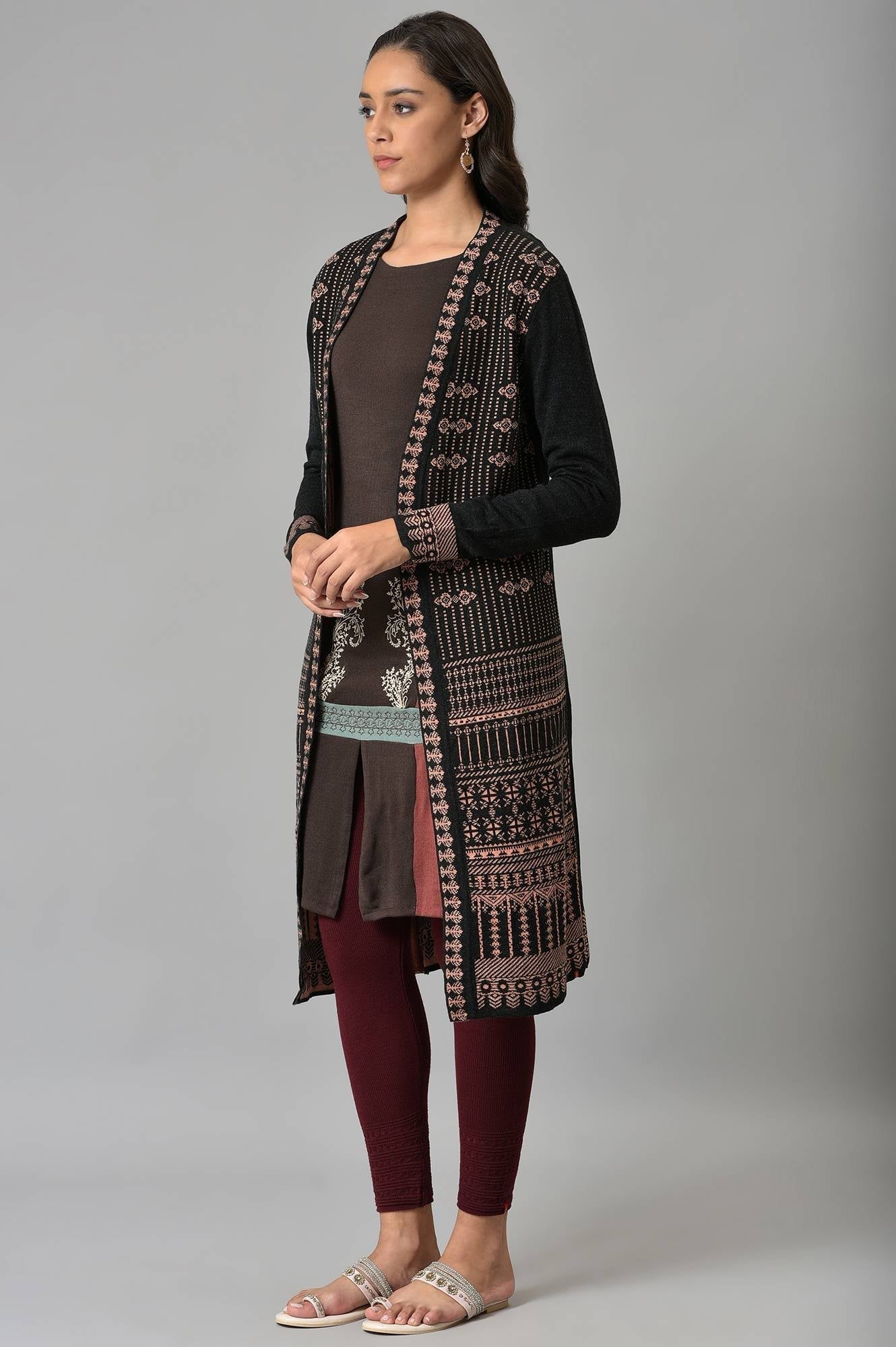 W for Woman Peach Knitted Cardigan