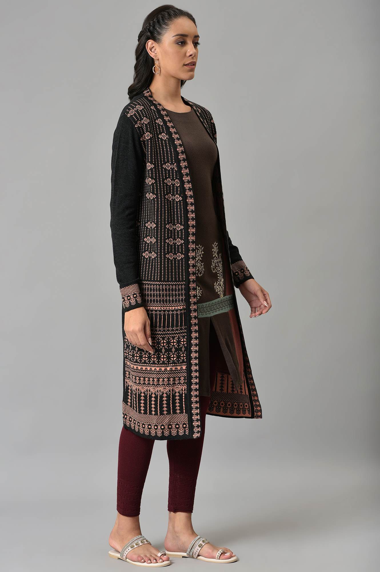 W for Woman Peach Knitted Cardigan