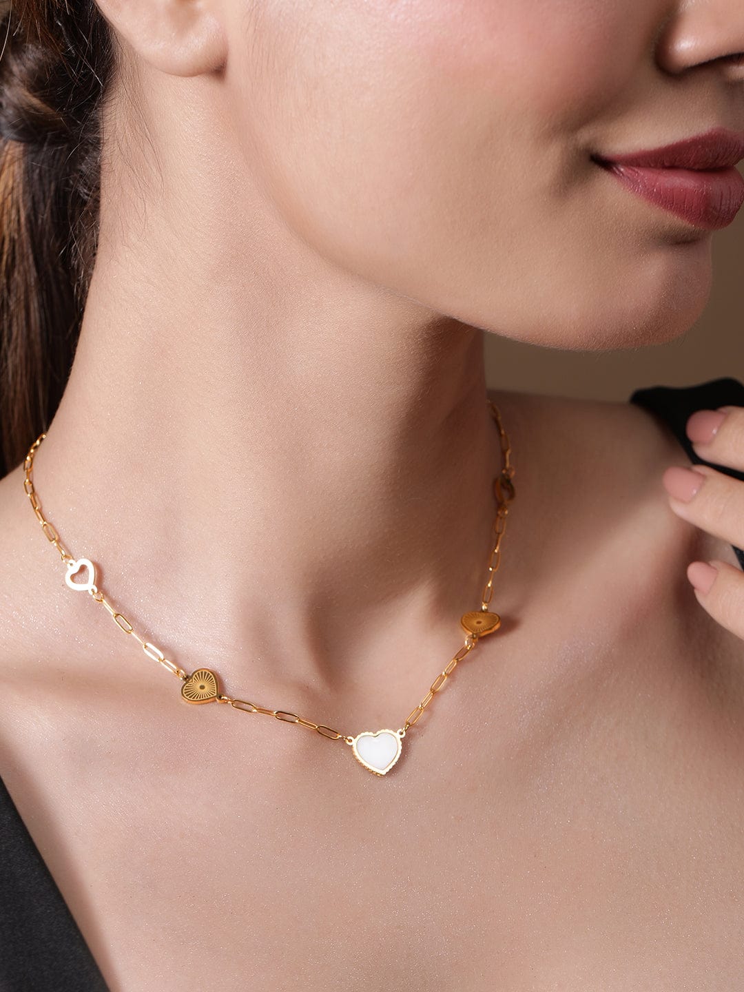 Trendy Heart Charms Necklace Chain