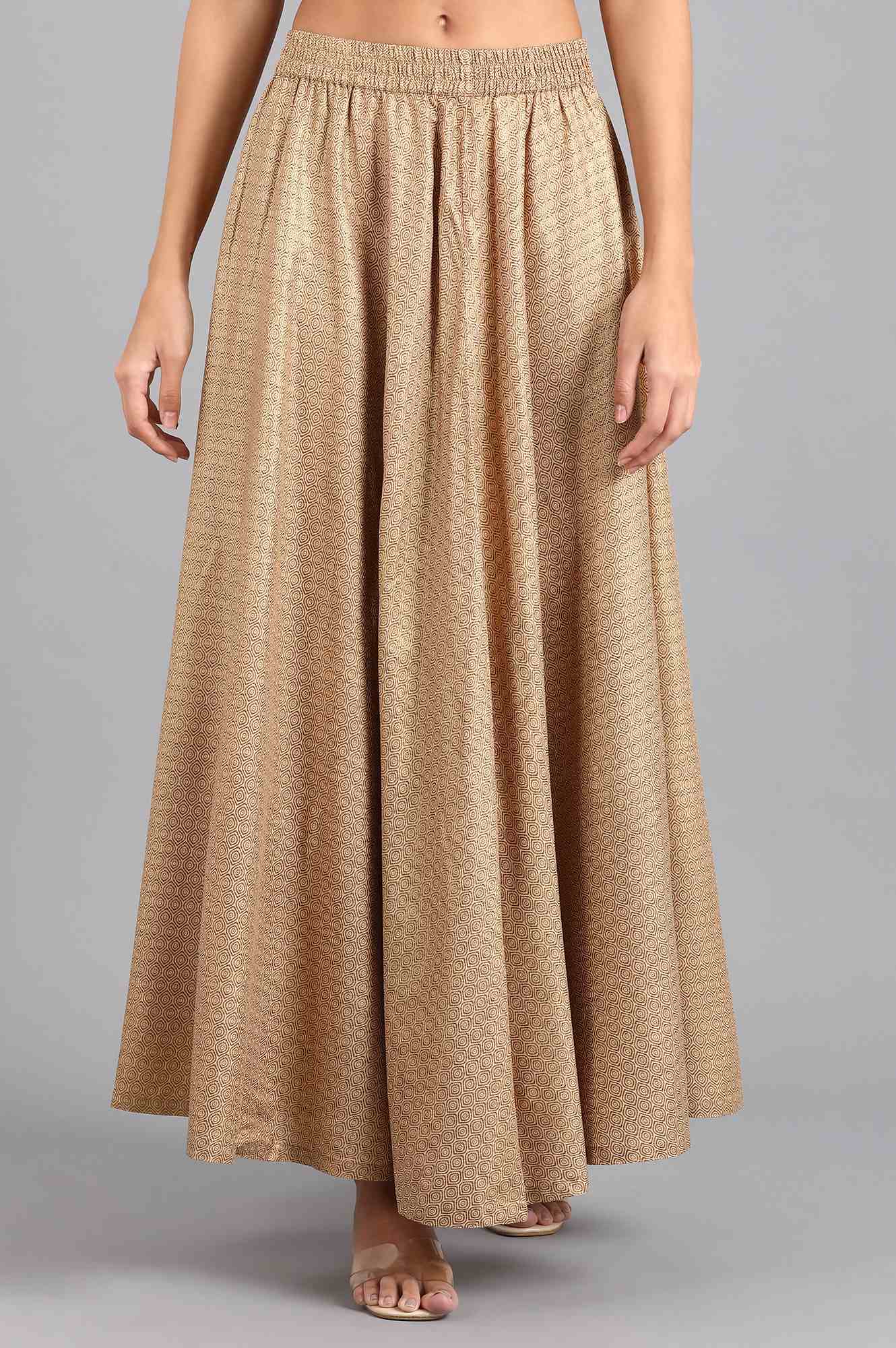 W for Woman Beige Glitter Print Skirt