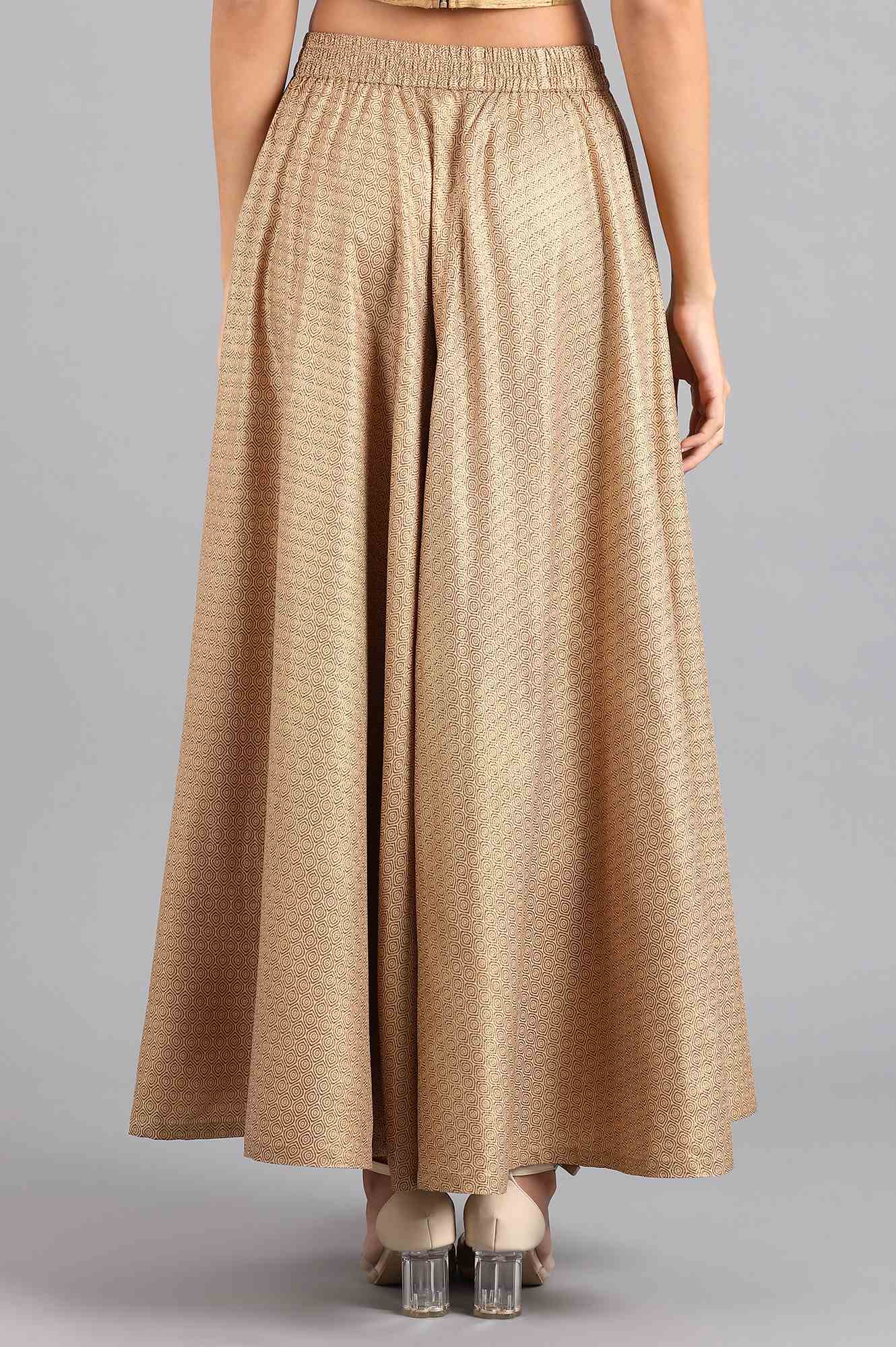 W for Woman Beige Glitter Print Skirt