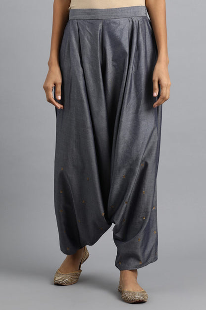 W for Woman Blue Denim Draped Pants