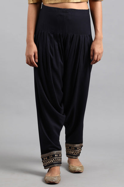 W for Woman Blue Embroidered Salwar Pants