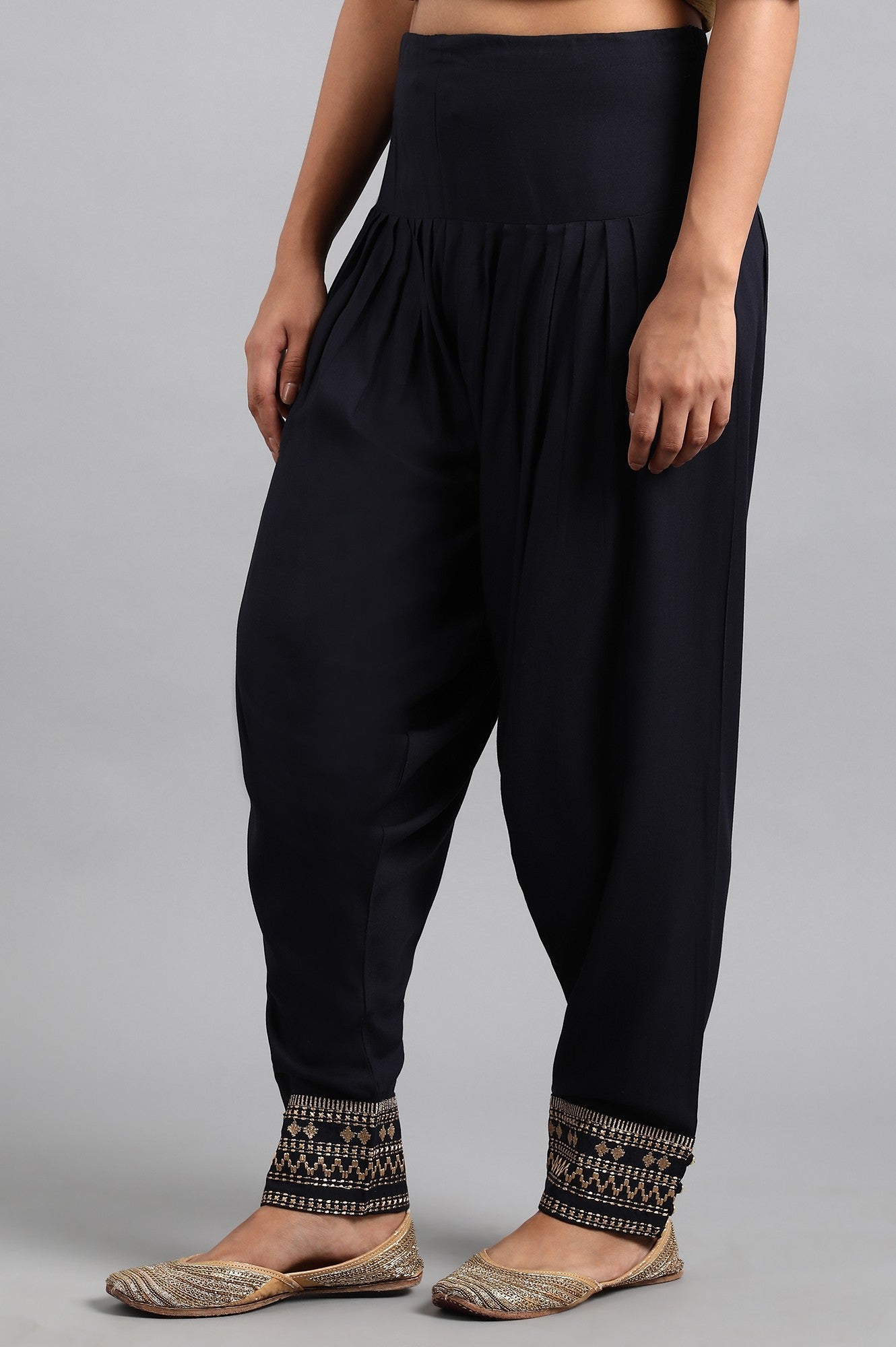 W for Woman Blue Embroidered Salwar Pants