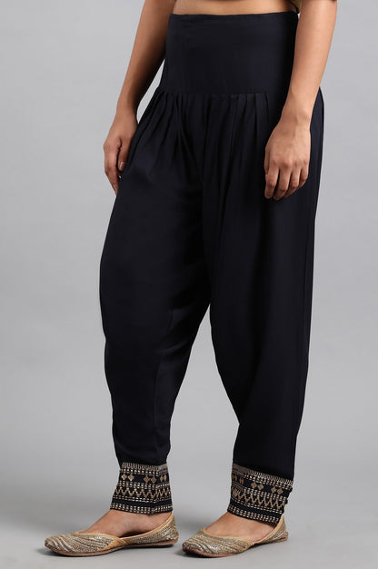 W for Woman Blue Embroidered Salwar Pants