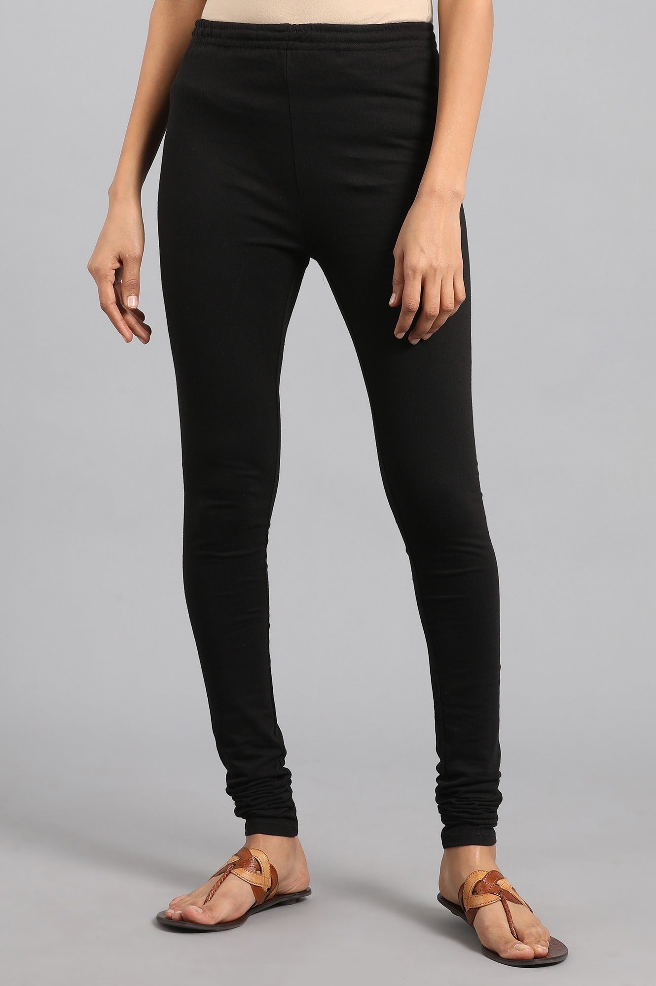 W for Woman Black Knitted Churidar