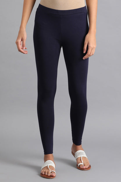 W for Woman Dark Blue Cotton Jersey Lycra Tights