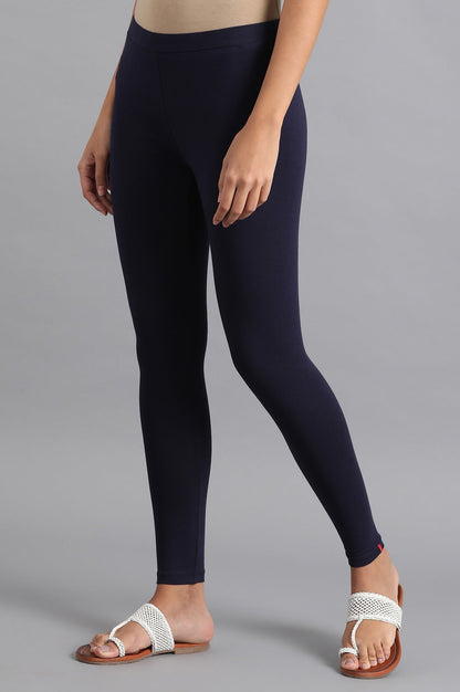 W for Woman Dark Blue Cotton Jersey Lycra Tights