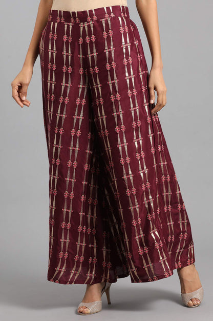 W for Woman Maroon Flared Pants