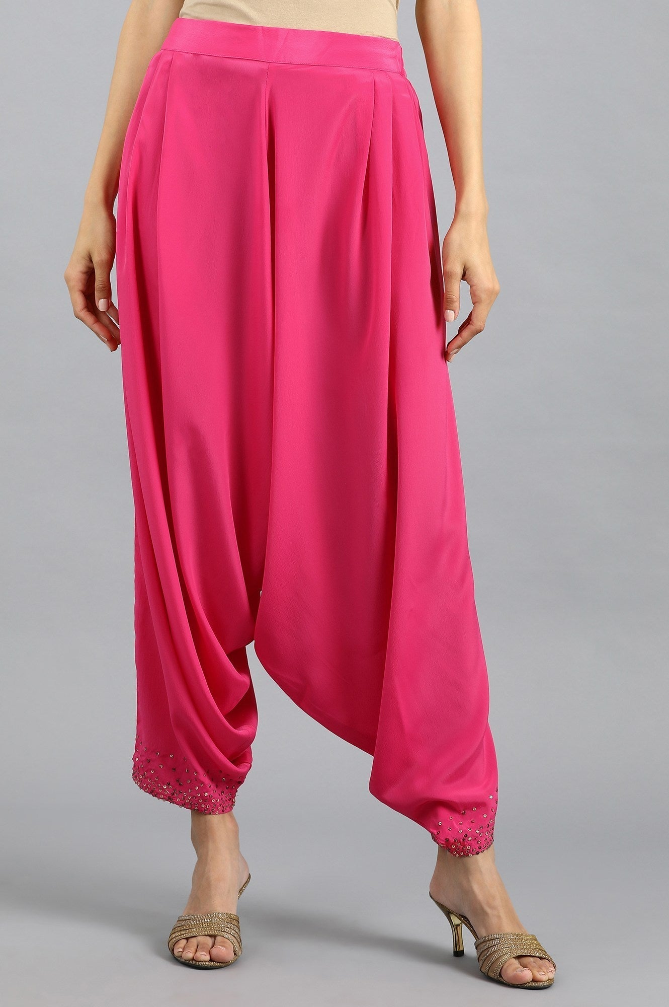 W for Woman Pink Embroidered Trousers