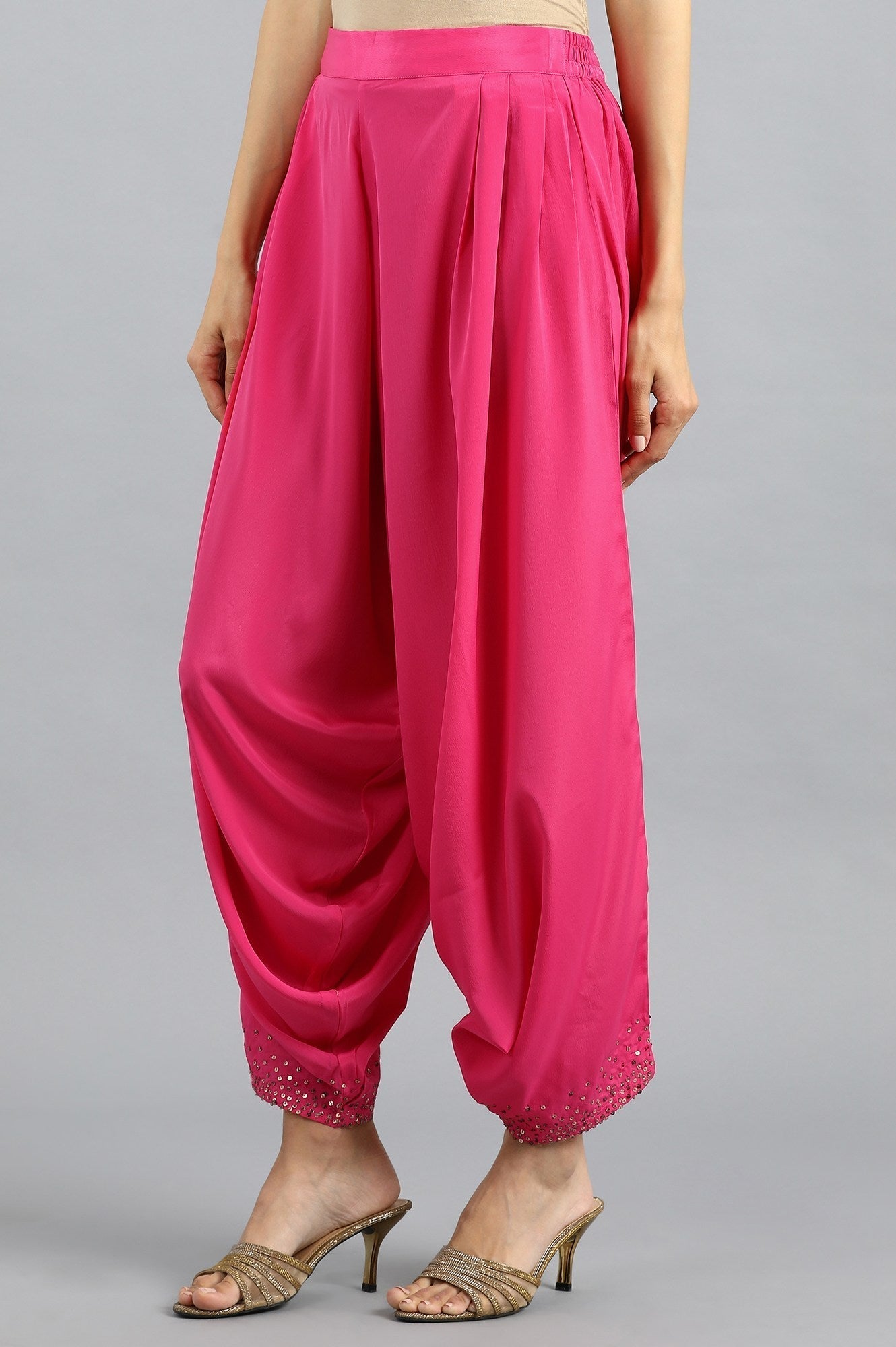 W for Woman Pink Embroidered Trousers
