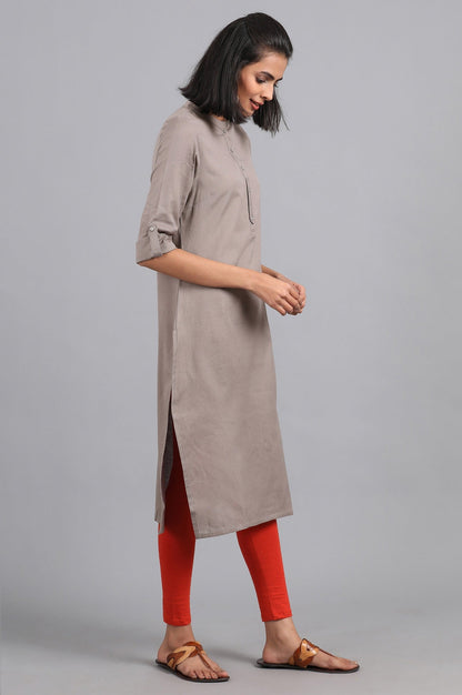 W for Woman Grey Round Neck Solid kurta