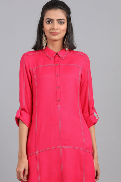 W for Woman Orange Shirt Collar Solid kurta