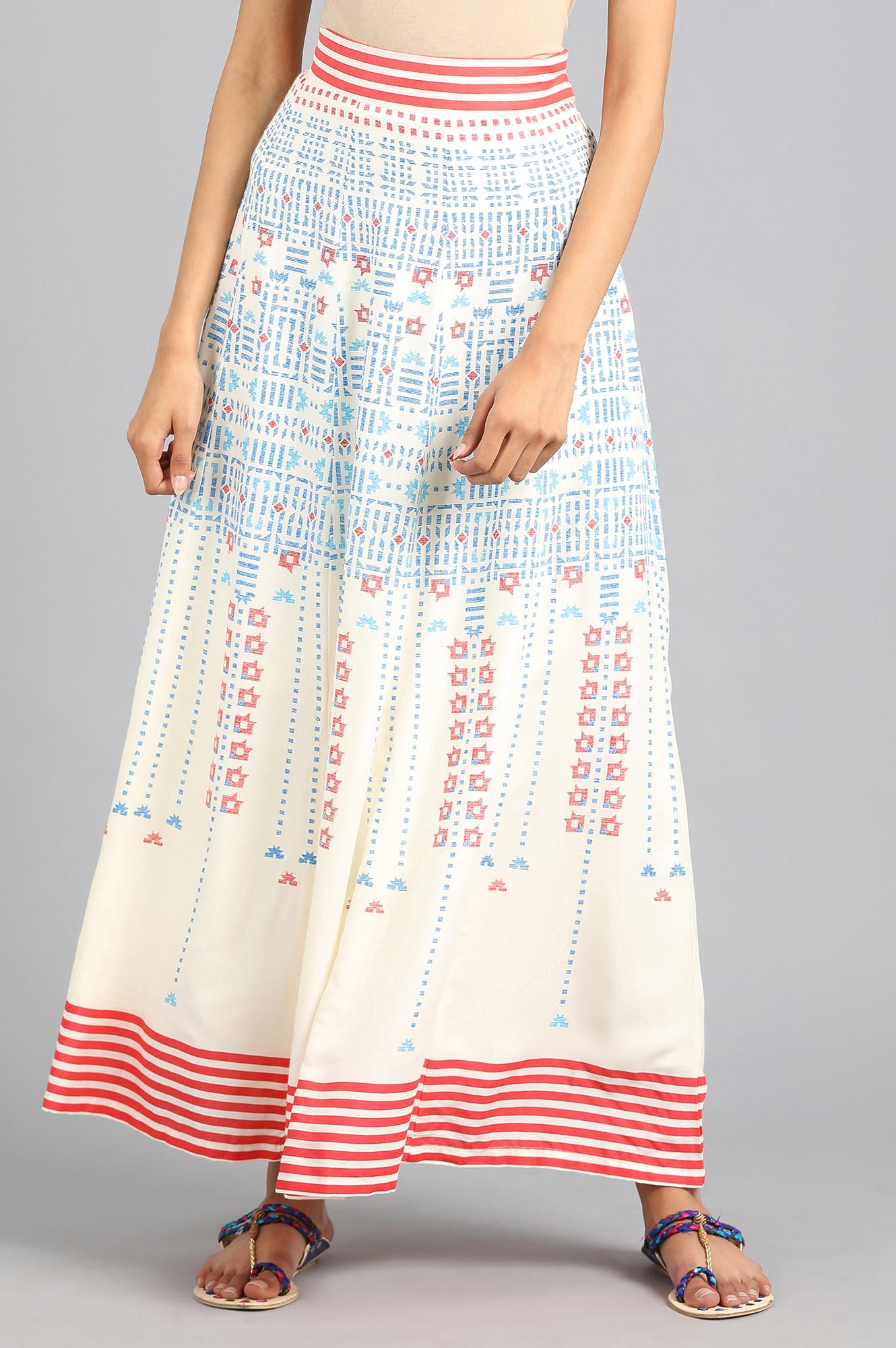 W for Woman White Printed Skirt