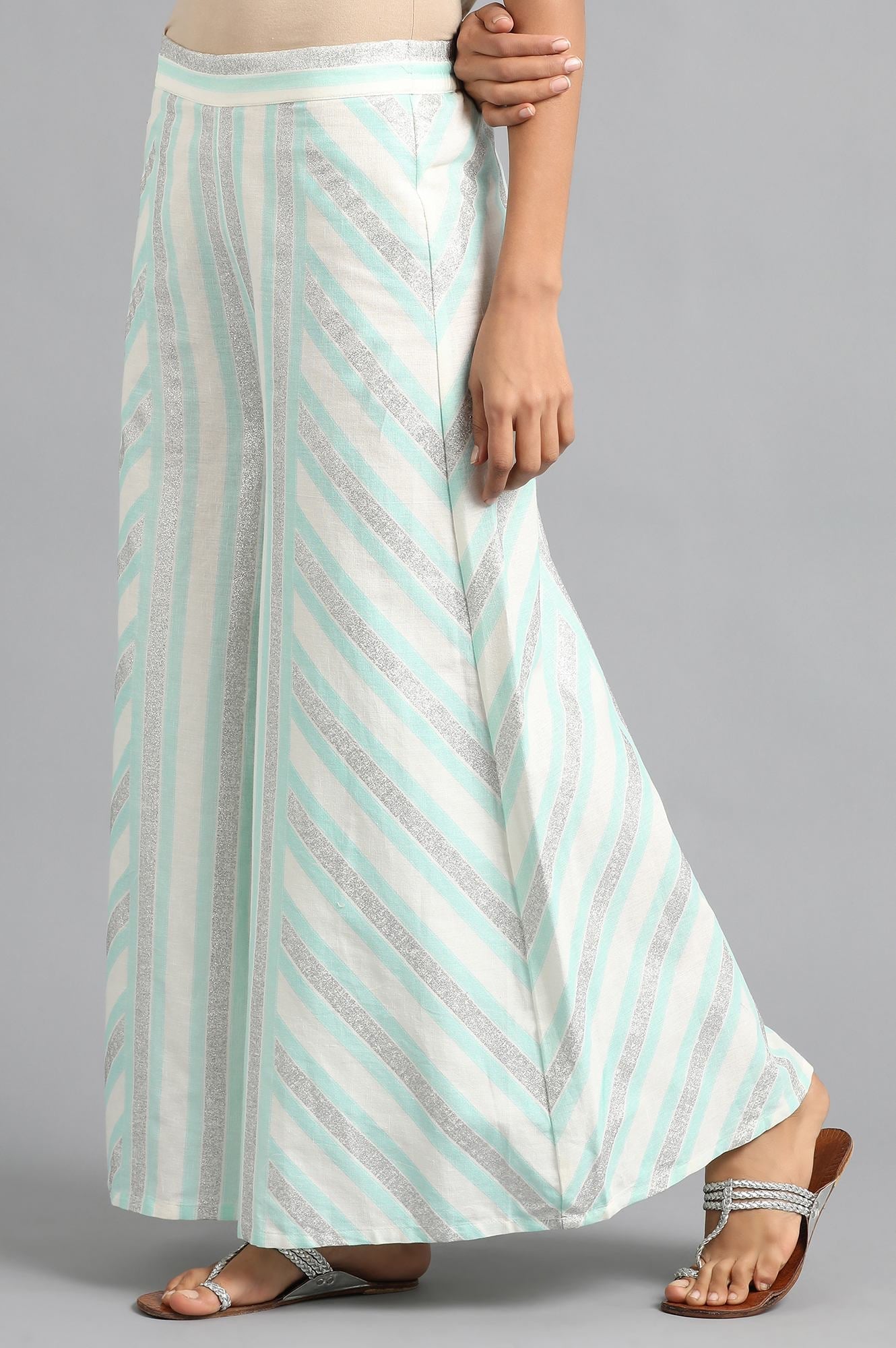 W for Woman Blue Striped Pants