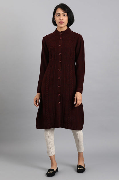 W for Woman Maroon Open Front Jacket