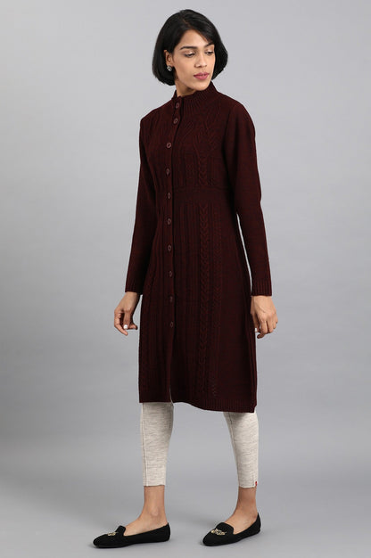 W for Woman Maroon Open Front Jacket