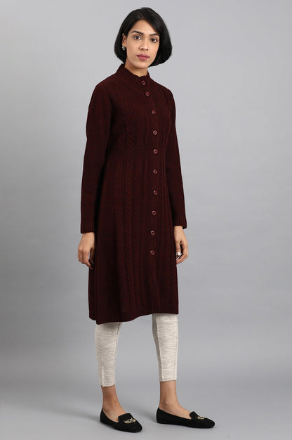 W for Woman Maroon Open Front Jacket