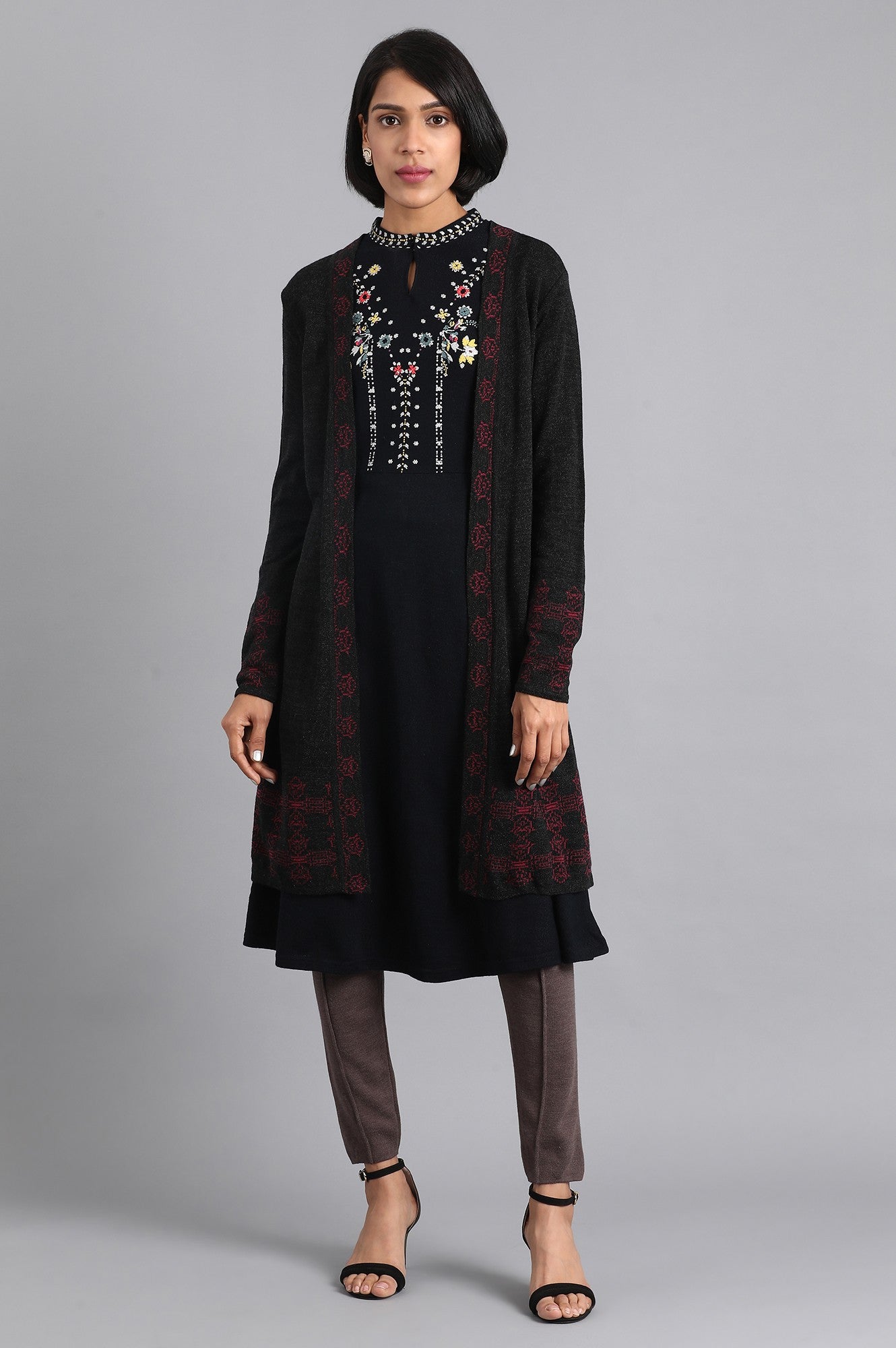 W for Woman Dark Grey Knitted Cardigan