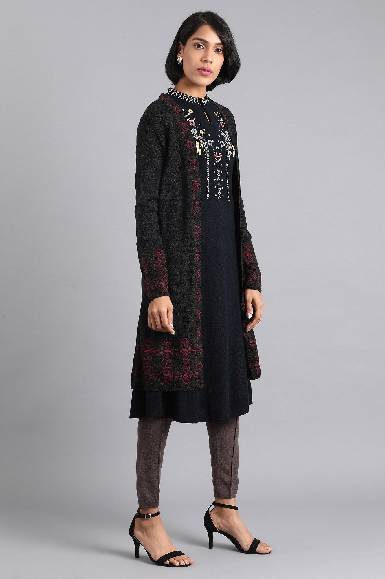 W for Woman Dark Grey Knitted Cardigan