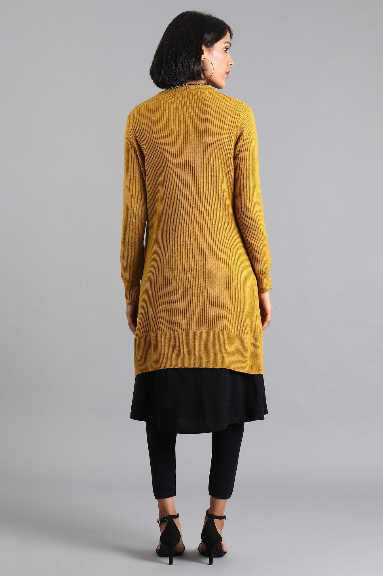 W for Woman Mustard Ribbed Cardigan
