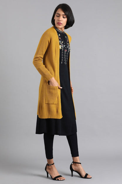W for Woman Mustard Ribbed Cardigan