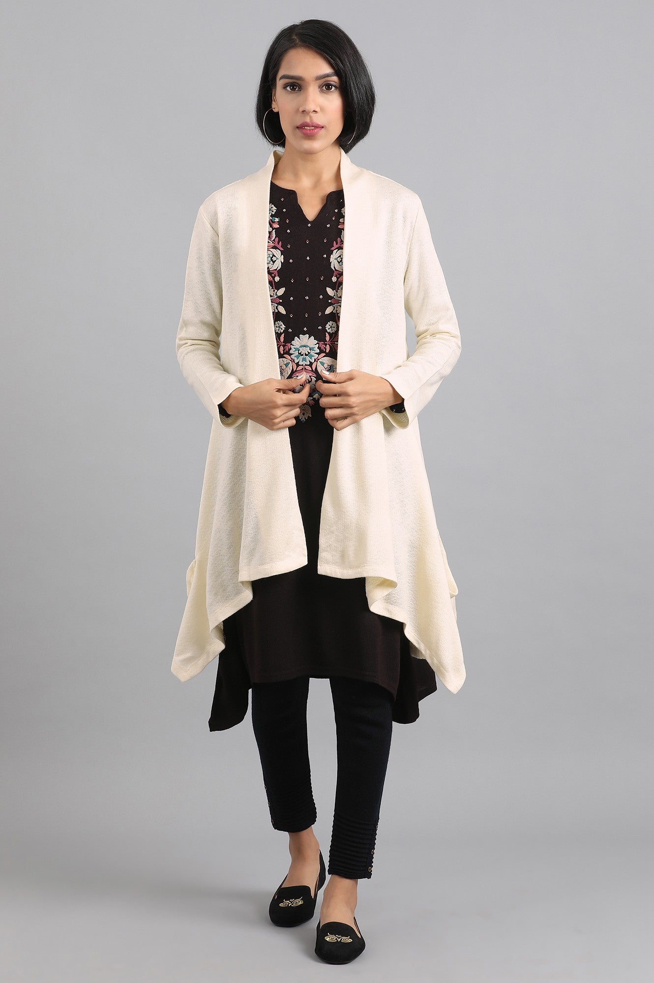 W for Woman Off-White Basic Cardigan