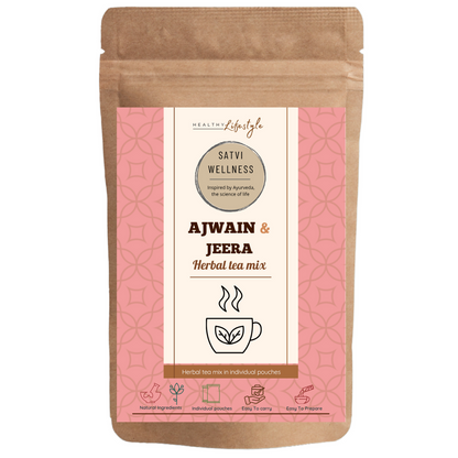 Satvi Wellness Ajwain Jeera Herbal Infusion Mix In Indvidual Packets |Herbal Tea Sachet