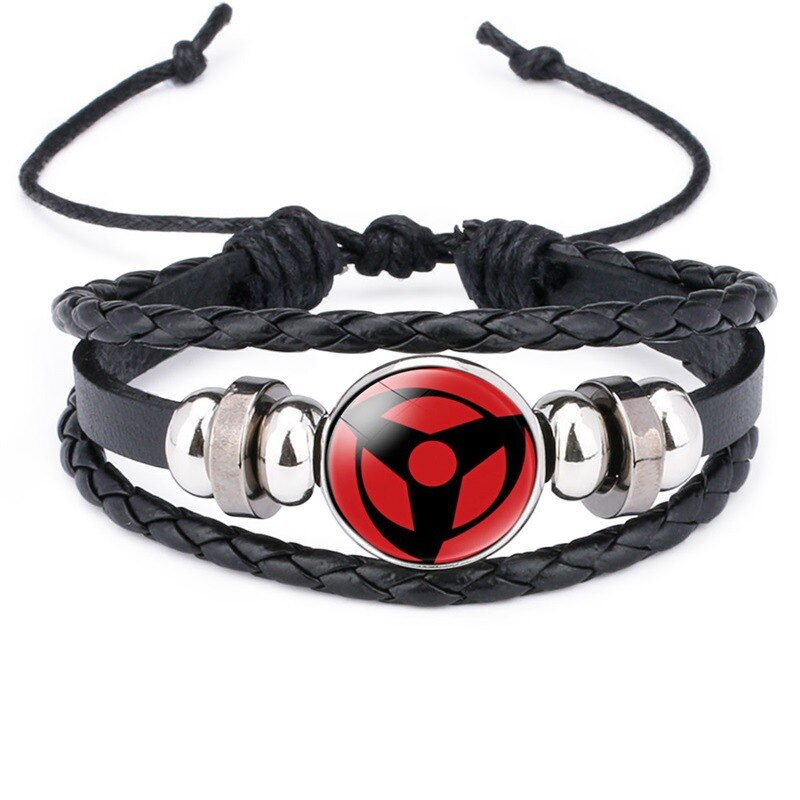 Naruto Kakashi Obito Uchiha Cosplay Braided Leather Anime Bracelet