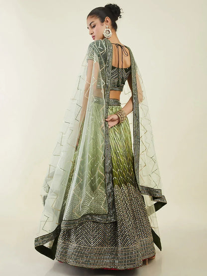 Tulsi Art Fascinating Green Sequins Art Silk Mehendi Wear Lehenga Choli
