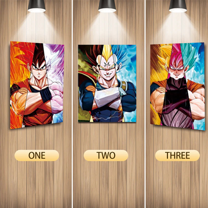 Dragon Ball Vegeta Black Goku Illusion Flip Image, Hologram Motion Lenticular Anime Poster (40x30 Cms)