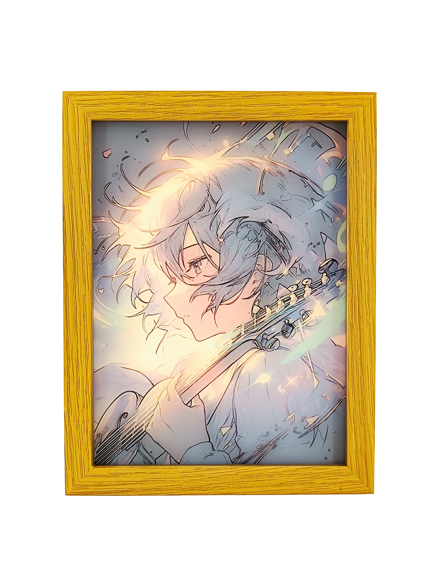 Girl With Violin Light Photo Frame Decoration | LED Glowing Art Frame | Light Shadow Art | 22.5 x 17.5 Cms |
