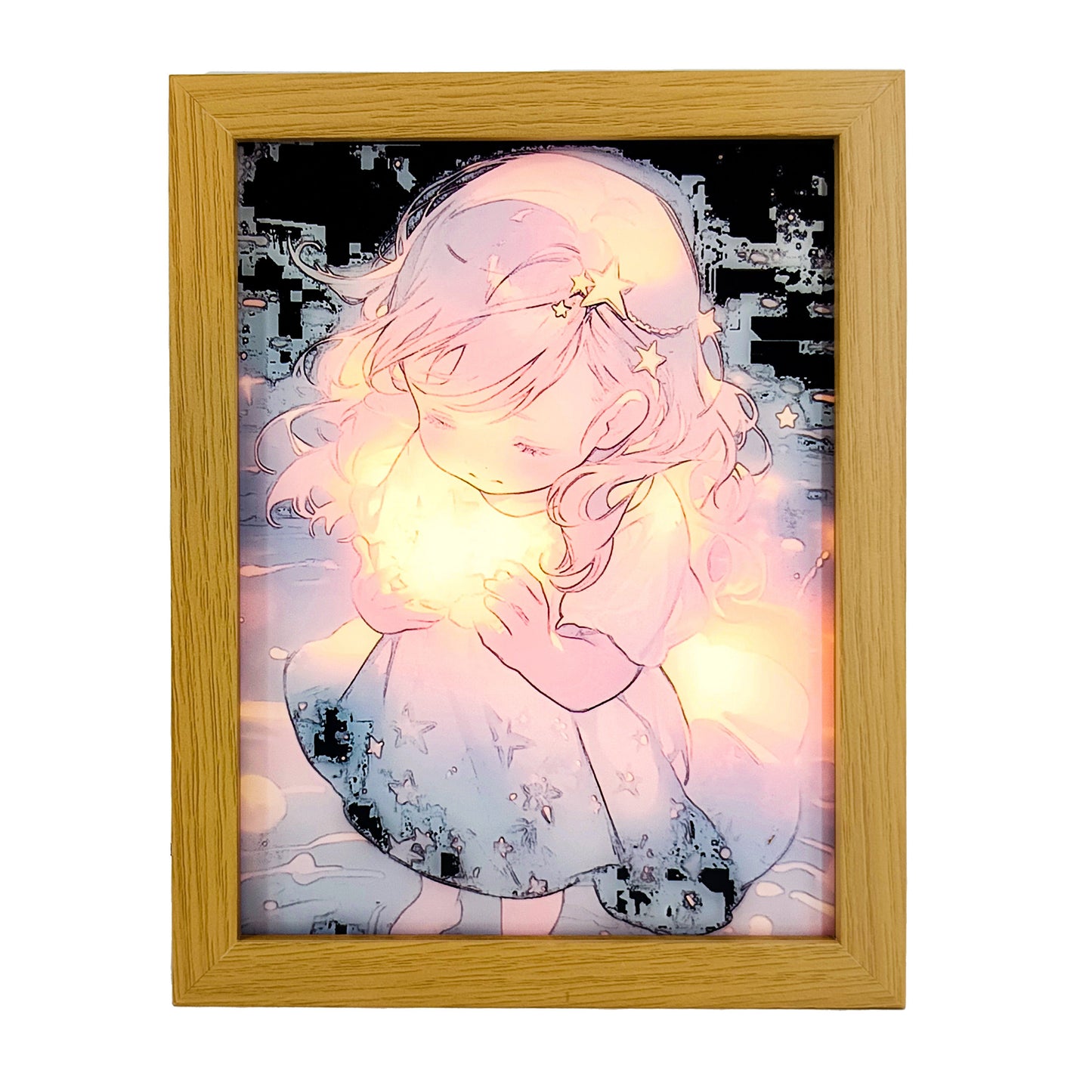 Cute Girl with Fireflies Light Photo Frame Decoration | LED Glowing Photo Frame | 22.5 x 17.5 Cms|