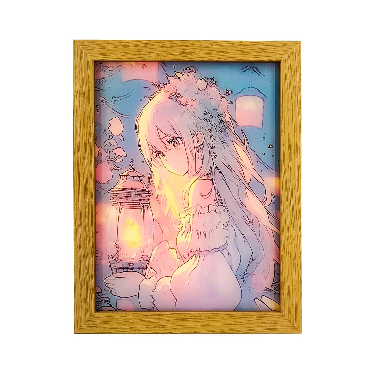 Pretty Girl Shining In Lantern Light Photo Frame Decoration, LED Glowing Photo Frame | 22.5X17.5 |
