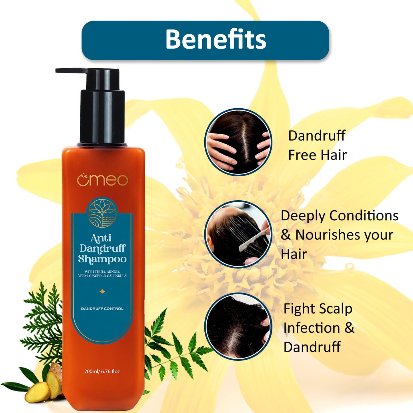 Omeo Anti Dandruff Shampoo With Green Natural Anti Dandruff Agent