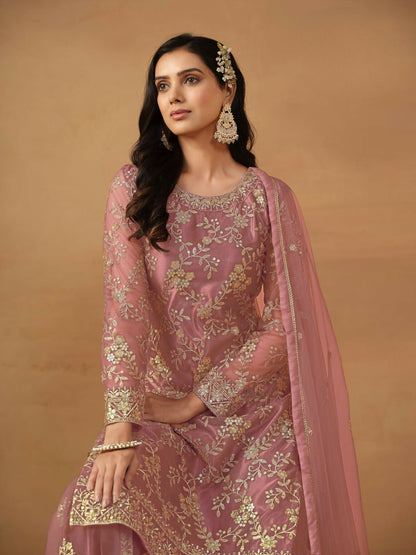 Anaita Pink Embroidered Net Salwar Suit